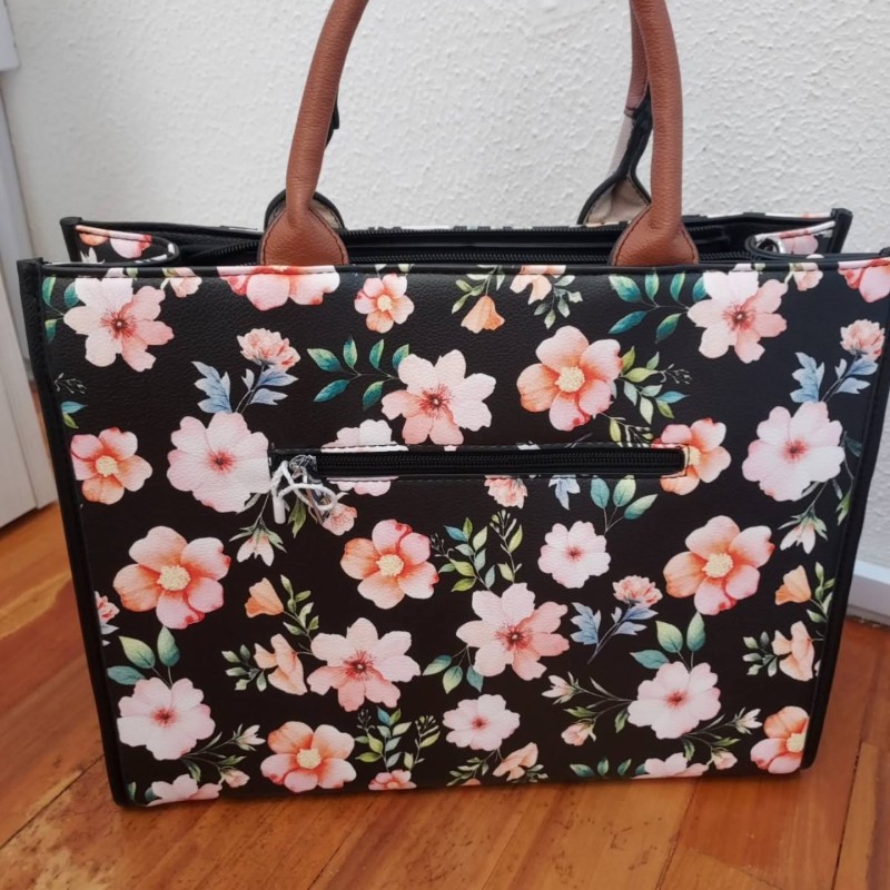 FLOWERS TOTE BLACK