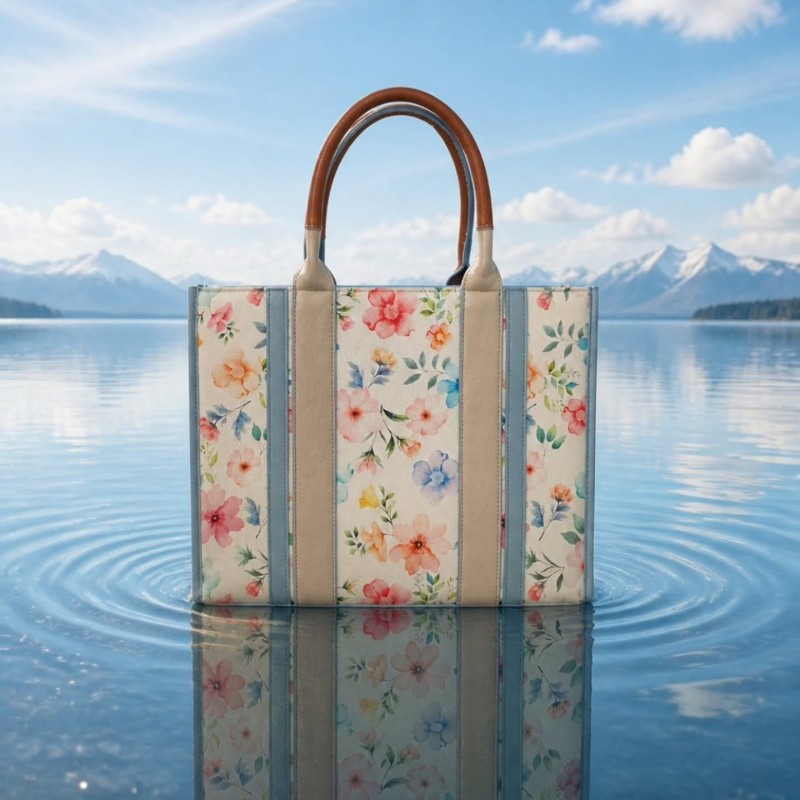 FLOWERS TOTE BLUE
