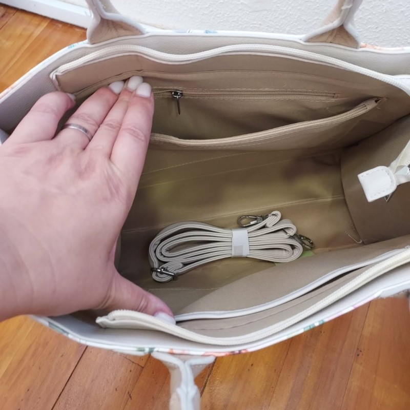 FLOWERS TOTE BEIGE