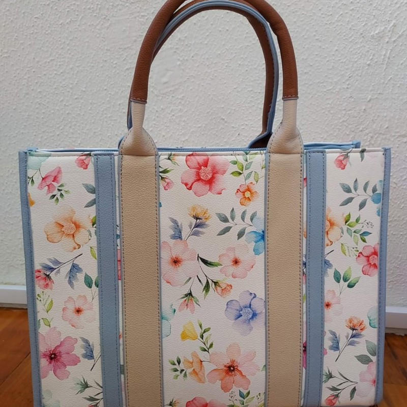FLOWERS TOTE BLUE
