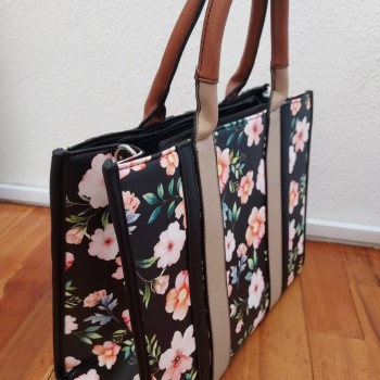 FLOWERS TOTE BLACK
