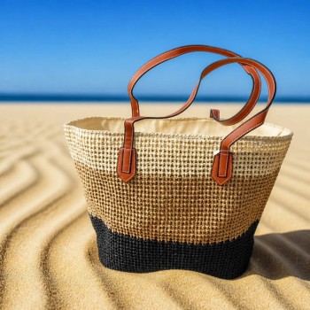 ΨΑΘΙΝΗ ΜΑΥΡΗ 3ΧΡΩΜΗ SHOPPING BAG