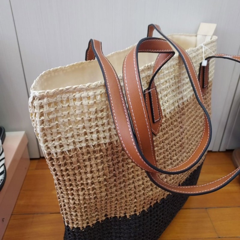 ΨΑΘΙΝΗ ΜΑΥΡΗ 3ΧΡΩΜΗ SHOPPING BAG