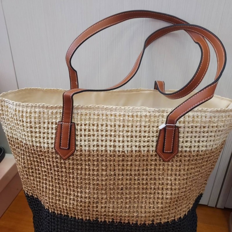 ΨΑΘΙΝΗ ΜΑΥΡΗ 3ΧΡΩΜΗ SHOPPING BAG