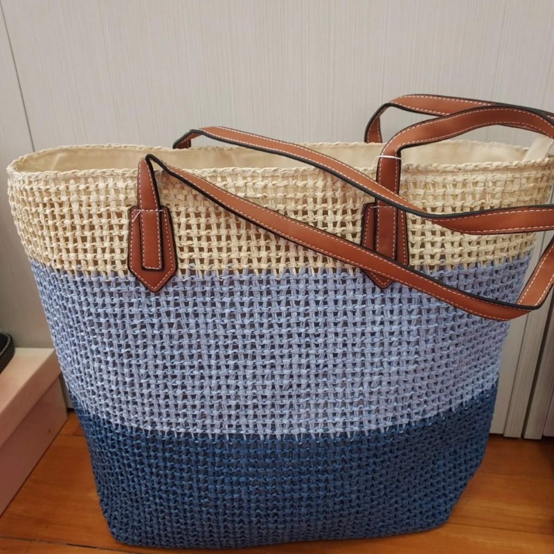 ΨΑΘΙΝΗ ΜΠΛΕ 3ΧΡΩΜΗ SHOPPING BAG