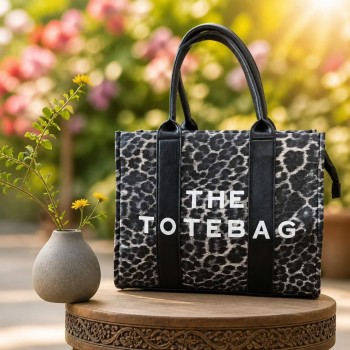 TOTE BLACK LEOPARD