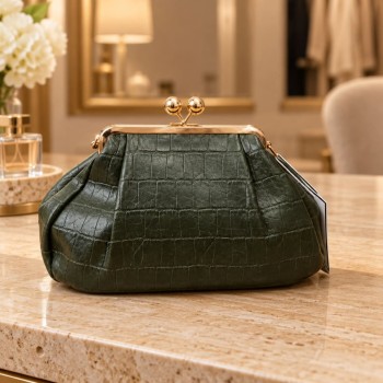 CLUTCH CROCO OLIVE